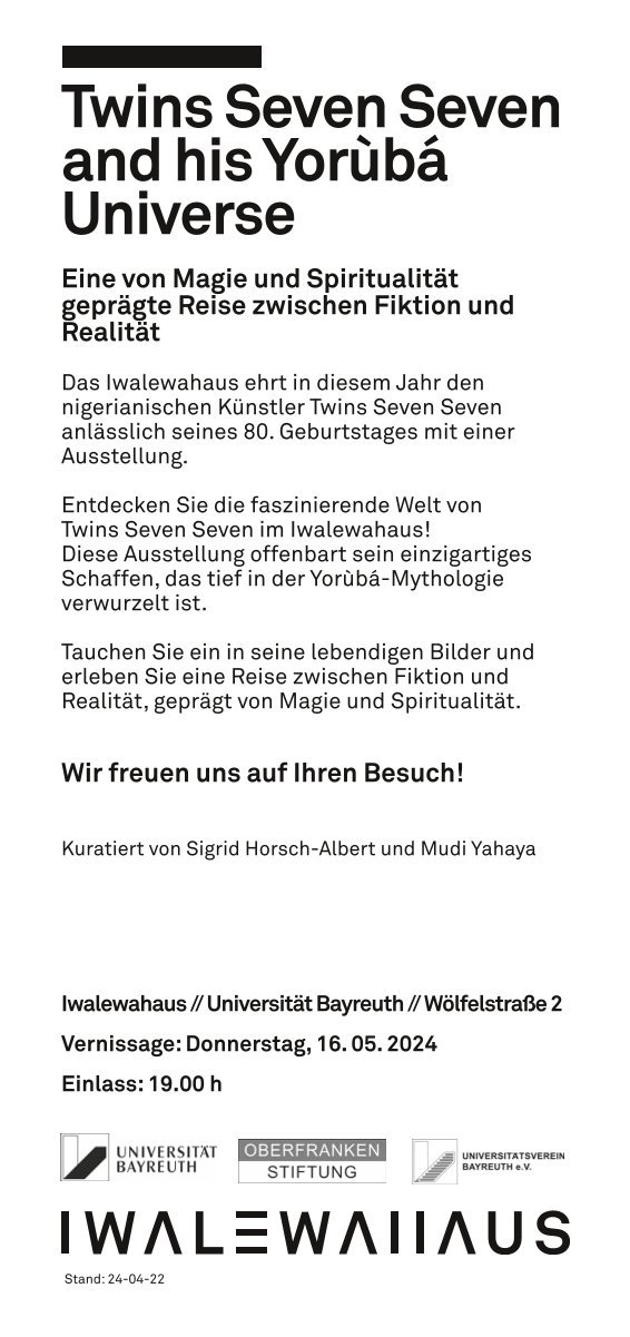 Vernissage Iwalewahaus Einladungstext